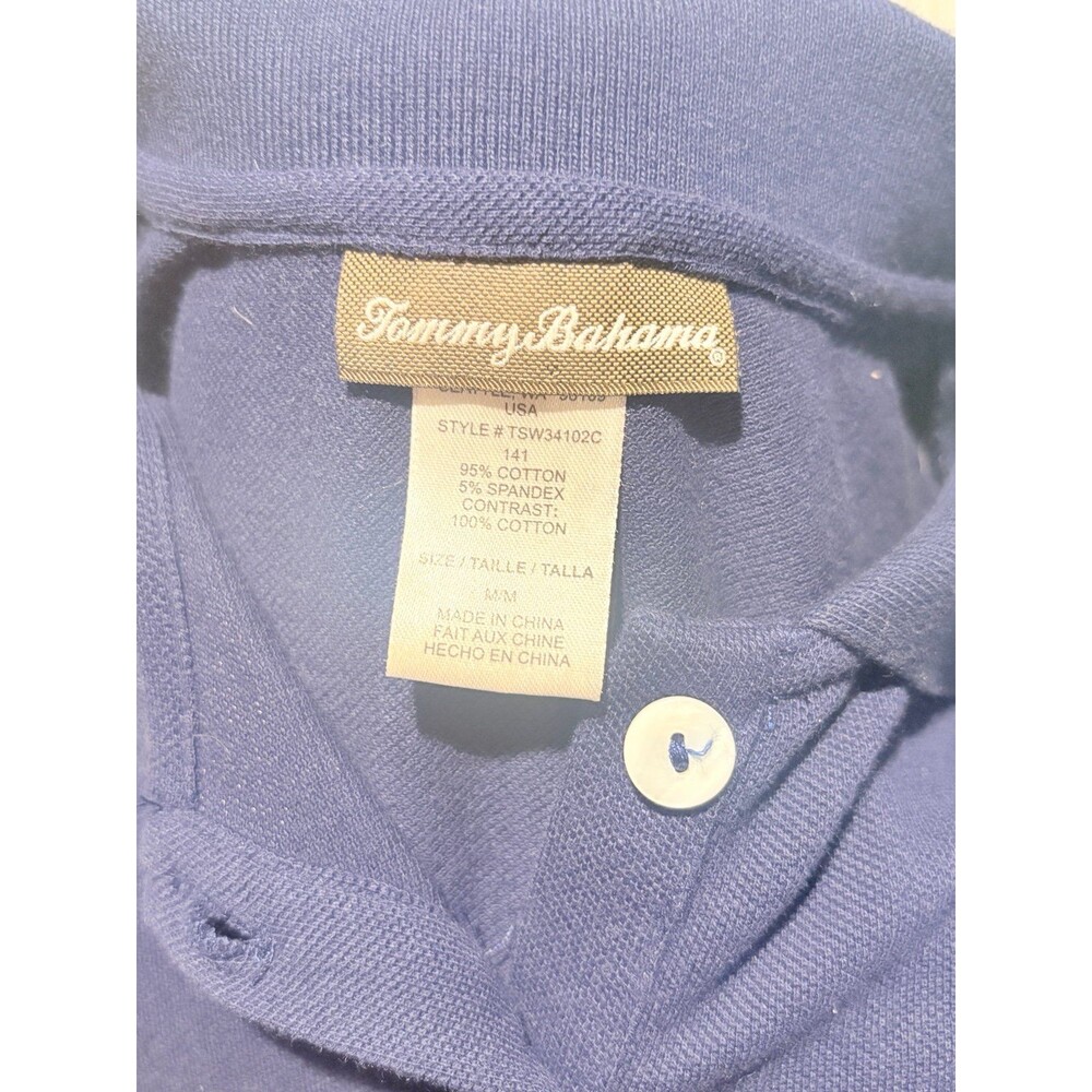 Tommy Bahama Side Shirred Collared Polo Dress Size Medium Navy Blue Short Sleeve - Picture 7 of 7